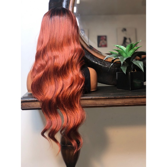 EDITH| LONG AUBURN RED OMBRÉ LACE FRONT WIG - Picture 3 of 4